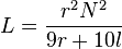 L=\frac{r^2N^2}{9r+10l}