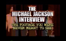 The title screen of the program, featuring the title in all caps over photos of Michael Jackson