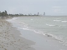 Resuspension of fines from a replenished beach causing siltation offshore Key Biscayne Crandon Park beach.jpg