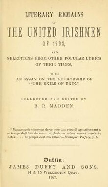 .R.R.Madden, Memoirs of the United Irishmen, 1867 RR Madden title page United Irishmen.jpg