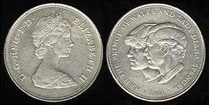 1981 commemorative twenty-five pence coin, cel...