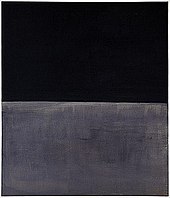 Mark Rothko, Untitled (Black on Grey), 1970, Solomon R. Guggenheim Museum, New York City. One of Rothko's final paintings which relate closely to both Minimal art and Color Field painting. RothkoBlackGray.jpg