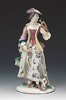 A Lady Falconer - Bow Porcelain Factory - circa 1755