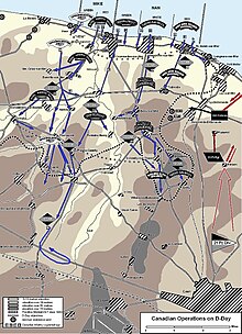 карта, показывающая канадские позиции D-Day