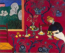 Henri Matisse, The Dessert: Harmony in Red, 1908: note use of red, intense colors of Fauvism.