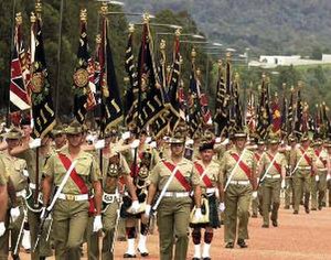 All colours of the Army were on parade for the centenary of the Army, 10 March 2001. AustArmyColours.jpg
