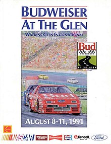 The 1991 Budweiser at The Glen program cover, featuring Geoff Bodine.