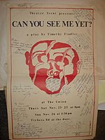 Poster from Union Theatre's first show, Can You See Me Yet by Canadian playwright Timothy Findley (November 1989)