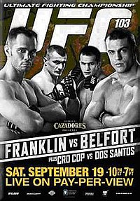 A poster or logo for UFC 103: Franklin vs. Belfort.