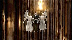 A scene where the Doctor is lifted through the ship by the angelic Host caused offence to the group Christian Voice.