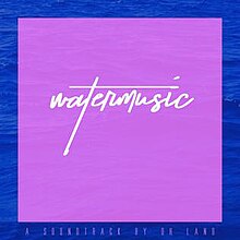 A purple and blue background displaying water waves is shown, along with the title 'Watermusic' in a white font in the center of the picture.