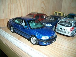 Model car of 1st generation Toyota Avensis hatchback