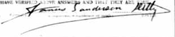 Signature for James S. Ditty from his World War I draft card.