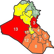 Provincial control of Iraq in September 2011
.mw-parser-output .legend{page-break-inside:avoid;break-inside:avoid-column}.mw-parser-output .legend-color{display:inline-block;min-width:1.25em;height:1.25em;line-height:1.25;margin:1px 0;text-align:center;border:1px solid black;background-color:transparent;color:black}.mw-parser-output .legend-text{}
Coalition control Iraqcontrol.JPG