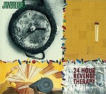 A 4x4 grid of images, from clockwise: matchsticks against a yellow background, the album's title on top of a silver surface, a top-down view of a canyon, and a melted clock face