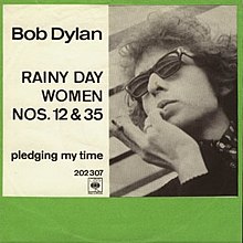 Single cover, showing Bob Dylan resting his head on his hand