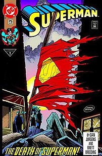 The cover to Superman vol. 2,  #75 (January 1993). Art by Dan Jurgens & Brett Breeding