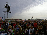 The Final Mass held at Southern Cross Precinct (named specifically for the event) drew 350,000 pilgrims. WYD08 FinalMass.JPG