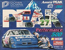 The 1989 Peak Performance 500 program cover, featuring Kyle Petty.