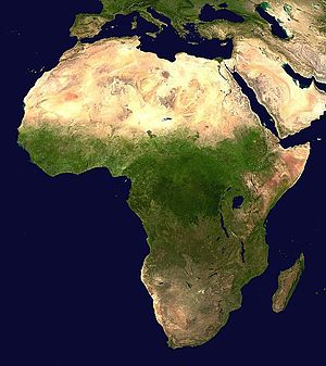 Satellite image of Africa, showing the ecologi...