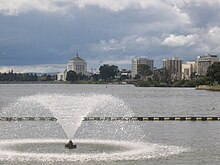 View of Lake Merritt looking southwest toward the Alameda County Courthouse Merrittview.jpg