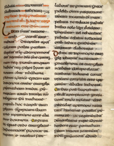 The beginning of the prologue to Luke in the Echternach Gospels