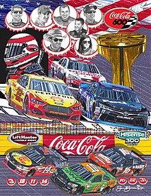 The 2015 Coca-Cola 600 program cover, featuring the Coca-Cola Racing Family. Artwork by Sam Bass. The painting is called "Top Stars!"