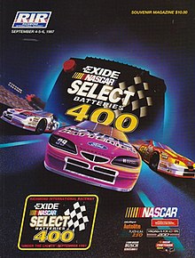 The 1997 Exide NASCAR Select Batteries 400 program cover, featuring Jeff Burton.