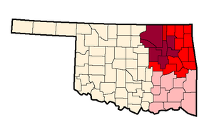 The dark red is the Tulsa Metropolitan Area, t...
