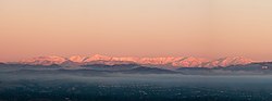 The southeastern face of the Topatopa Mountains as seen from Santa Clarita Valley.