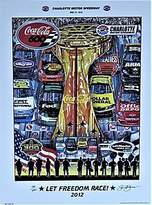 2012 Coca-Cola 600 program cover, with artwork by NASCAR artist, Sam Bass. The painting is called "LET FREEDOM RACE!"