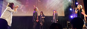 JAM Project at the 7th annual J-Pop Summit in San Francisco, California. Left to right - Fukuyama, Kageyama, Okui, Kitadani, Endoh.jpg