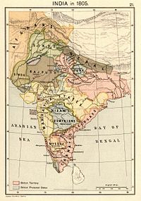 The Indian subcontinent in 1805. Joppen1907India1805a.jpg