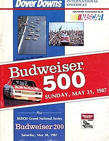 The 1987 Budweiser 500 program cover.
