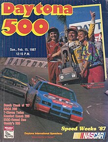 The 1987 Daytona 500 program cover, featuring Geoff Bodine.