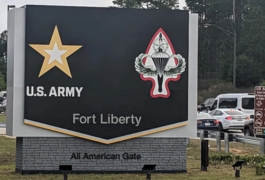 File:Fort Liberty renamed 2 June 2023, sign at main gate.webp