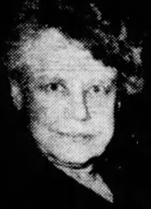 A newspaper photo of an older white woman