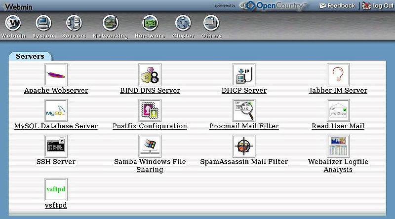 Webmin Control Panel Interface