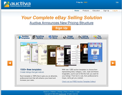 A screen shot of the Auctiva home page