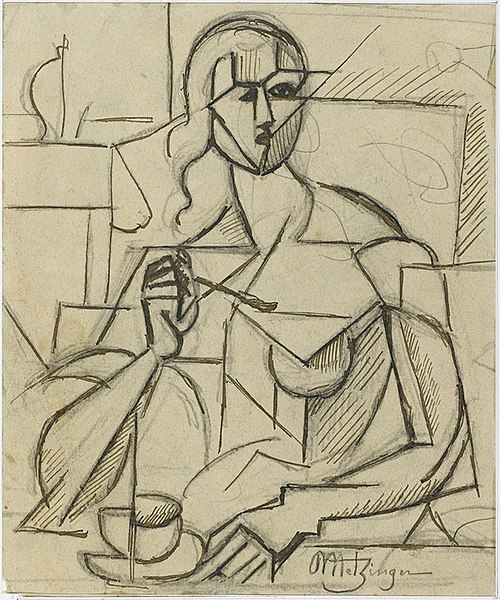 File:Jean Metzinger, 1911, Etude pour Le Goûter, graphite and ink on paper, 19 x 15 cm, Musée National d'Art Moderne, Centre Georges Pompidou, Paris.jpg
