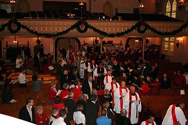 Procession of clergy from three Continuing Anglican churches, the Anglican Catholic Church, the Anglican Province of Christ the King and the United Episcopal Church of North America. Consecrations 2009 2.JPG