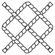 Kresba heraldického uzlu sestávajícího pouze z pravých úhlů, takže vypadá jako čtverec otočený o 45 ° na své straně (takže rohy směřují do hlavních směrů) s křížem (otočeným tak, aby připomínal písmeno „X“) čtverec, který rozděluje každou ze čtyř stran čtverce.