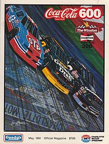 The 1991 Coca-Cola 600 program cover, with artwork by NASCAR artist Sam Bass.