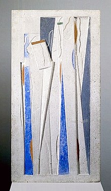 Joseph Csaky, Deux figures, 1920, relief, limestone, polychrome, 80 cm, Kroller-Muller Museum, Otterlo Joseph Csaky, Deux figures, 1920, relief, limestone, polychrome, 80 cm, Kroller-Muller Museum, Otterlo, Holland.jpg