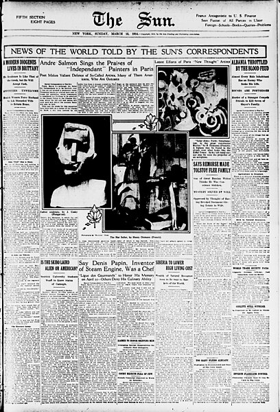 File:Joseph Csaky, Robert Delaunay, Henry Ottmann, The Sun (New York), 15 March 1914.jpg