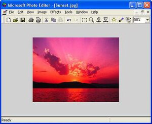 Snímek obrazovky editoru fotografií se systémem Windows XP