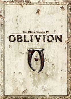 Against a plain face of aged and scratched marble, the title of the game is embossed in a metallic font. At the center of the frame, in the same style as the title, is an uneven runic trilith with a dot in its middle. Icons representing the developer, publisher, and content rating are placed along the bottom of the frame.