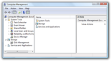 A screenshot of Windows Vista's Management Console Computer Management Vista.png