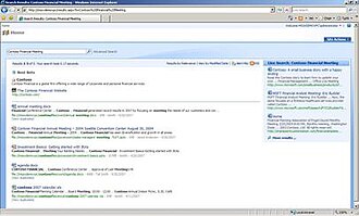 The Search Center UI showing the local search results with federated search results on the right Search Center Results.jpg