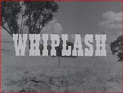 Series title Whiplash superimposed over a stagecoach in the Australian bush